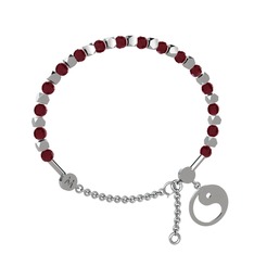 Mitra Yin Yang Bilezik - Kök yakut 18 ayar beyaz altın bilezik #4655py