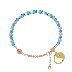 Mitra Yin Yang Bilezik - Akuamarin 14 ayar rose altın bilezik #69x823