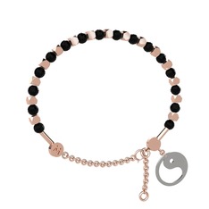 Mitra Yin Yang Bilezik - Siyah zirkon 8 ayar rose altın bilezik #7w2snd