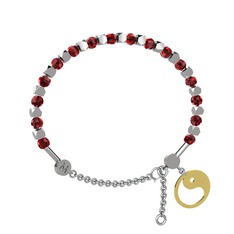 Mitra Yin Yang Bilezik - Garnet 14 ayar beyaz altın bilezik #9xijmg
