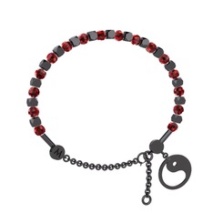 Garnet 925 ayar siyah rodyum kaplama gümüş bilezik