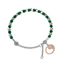 Mitra Yin Yang Bilezik - Yeşil kuvars 925 ayar gümüş bilezik #bps39s