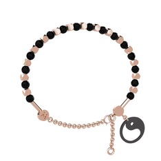 Mitra Yin Yang Bilezik - Siyah zirkon 925 ayar rose altın kaplama gümüş bilezik #ds7cht