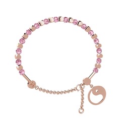 Pembe kuvars 925 ayar rose altın kaplama gümüş bilezik