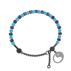 Mitra Yin Yang Bilezik - Akuamarin 925 ayar siyah rodyum kaplama gümüş bilezik #eyf3ds