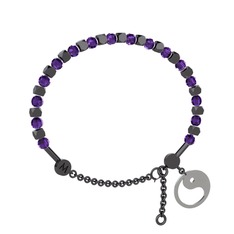 Ametist 925 ayar siyah rodyum kaplama gümüş bilezik