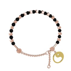 Siyah zirkon 925 ayar rose altın kaplama gümüş bilezik