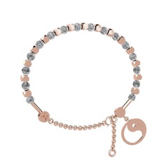 Mitra Yin Yang Bilezik - Beyaz zirkon 8 ayar rose altın bilezik #g60qdz