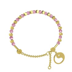 Pembe kuvars 8 ayar altın bilezik