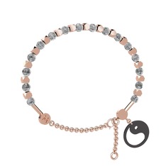 Mitra Yin Yang Bilezik - Beyaz zirkon 925 ayar rose altın kaplama gümüş bilezik #nv5ii2