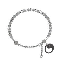 Mitra Yin Yang Bilezik - Beyaz zirkon 8 ayar beyaz altın bilezik #pfotz