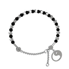 Mitra Yin Yang Bilezik - Siyah zirkon 18 ayar beyaz altın bilezik #steg2k