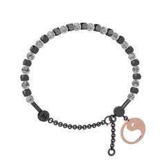 Mitra Yin Yang Bilezik - Beyaz zirkon 925 ayar siyah rodyum kaplama gümüş bilezik #vittpd
