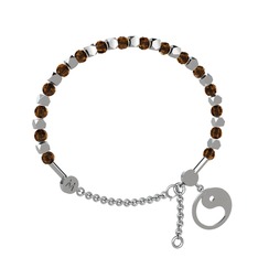 Dumanlı kuvars 8 ayar beyaz altın bilezik