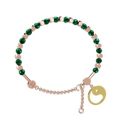 Mitra Yin Yang Bilezik - Yeşil kuvars 8 ayar rose altın bilezik #xm9vck