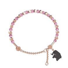 Pembe kuvars 925 ayar rose altın kaplama gümüş bilezik