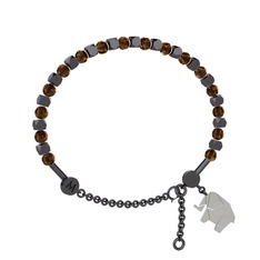 Dumanlı kuvars 925 ayar siyah rodyum kaplama gümüş bilezik