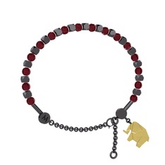 Mitra Origami Fil Bilezik - Kök yakut 925 ayar siyah rodyum kaplama gümüş bilezik #1syd60r