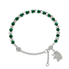 Yeşil kuvars 14 ayar beyaz altın bilezik