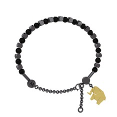 Mitra Origami Fil Bilezik - Siyah zirkon 925 ayar siyah rodyum kaplama gümüş bilezik #3bzuzc