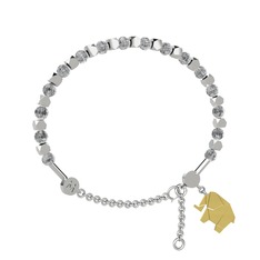 Mitra Origami Fil Bilezik - Beyaz zirkon 8 ayar beyaz altın bilezik #ecb5z4