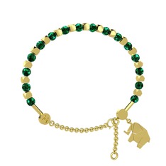 Yeşil kuvars 925 ayar altın kaplama gümüş bilezik