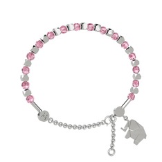 Pembe kuvars 8 ayar beyaz altın bilezik