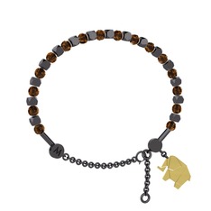 Mitra Origami Fil Bilezik - Dumanlı kuvars 925 ayar siyah rodyum kaplama gümüş bilezik #vh6vok