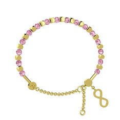 Mitra Sonsuzluk Bilezik - Pembe kuvars 14 ayar altın bilezik #10pkr9i