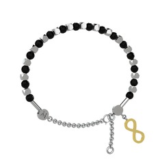 Mitra Sonsuzluk Bilezik - Siyah zirkon 14 ayar beyaz altın bilezik #14h6oaz