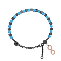 Mitra Sonsuzluk Bilezik - Akuamarin 925 ayar siyah rodyum kaplama gümüş bilezik #16vxvmj