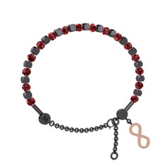 Mitra Sonsuzluk Bilezik - Garnet 925 ayar siyah rodyum kaplama gümüş bilezik #1h60ap2