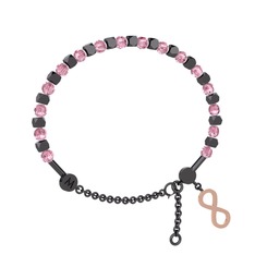 Mitra Sonsuzluk Bilezik - Pembe kuvars 925 ayar siyah rodyum kaplama gümüş bilezik #1s1mkw9