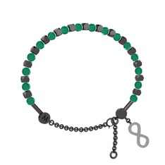 Mitra Sonsuzluk Bilezik - Kök zümrüt 925 ayar siyah rodyum kaplama gümüş bilezik #1svspyr