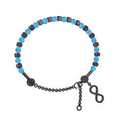 Mitra Sonsuzluk Bilezik - Akuamarin 925 ayar siyah rodyum kaplama gümüş bilezik #2tpe4q