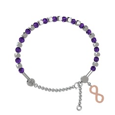 Mitra Sonsuzluk Bilezik - Ametist 18 ayar beyaz altın bilezik #b491of