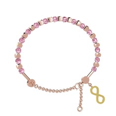 Pembe kuvars 925 ayar rose altın kaplama gümüş bilezik