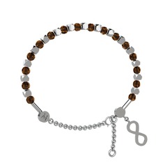 Dumanlı kuvars 14 ayar beyaz altın bilezik