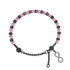 Mitra Sonsuzluk Bilezik - Pembe kuvars 925 ayar siyah rodyum kaplama gümüş bilezik #xhr3ze