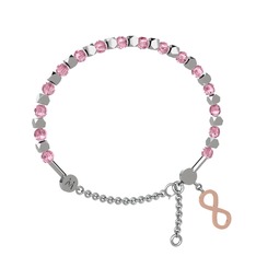 Mitra Sonsuzluk Bilezik - Pembe kuvars 18 ayar beyaz altın bilezik #xmqeib