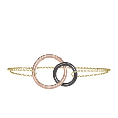 İkili Daire Bilezik - 8 ayar rose altın bilezik (40 cm altın rolo zincir) #11r47cc
