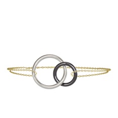 İkili Daire Bilezik - 14 ayar beyaz altın bilezik (40 cm altın rolo zincir) #12vav4f