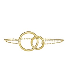 İkili Daire Bilezik - 14 ayar altın bilezik (40 cm gümüş rolo zincir) #1en133