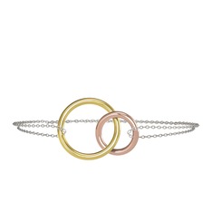 İkili Daire Bilezik - 8 ayar altın bilezik (40 cm gümüş rolo zincir) #1o03mda