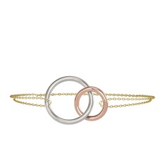 İkili Daire Bilezik - 8 ayar beyaz altın bilezik (40 cm altın rolo zincir) #1svoiwv