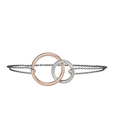 14 ayar rose altın bilezik (40 cm gümüş rolo zincir)