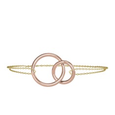 İkili Daire Bilezik - 18 ayar rose altın bilezik (40 cm altın rolo zincir) #a5agua