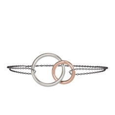 İkili Daire Bilezik - 8 ayar beyaz altın bilezik (40 cm gümüş rolo zincir) #b9n1ga