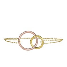 İkili Daire Bilezik - 925 ayar rose altın kaplama gümüş bilezik (40 cm altın rolo zincir) #jidfwf