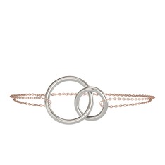 İkili Daire Bilezik - 18 ayar beyaz altın bilezik (40 cm gümüş rolo zincir) #p70o22